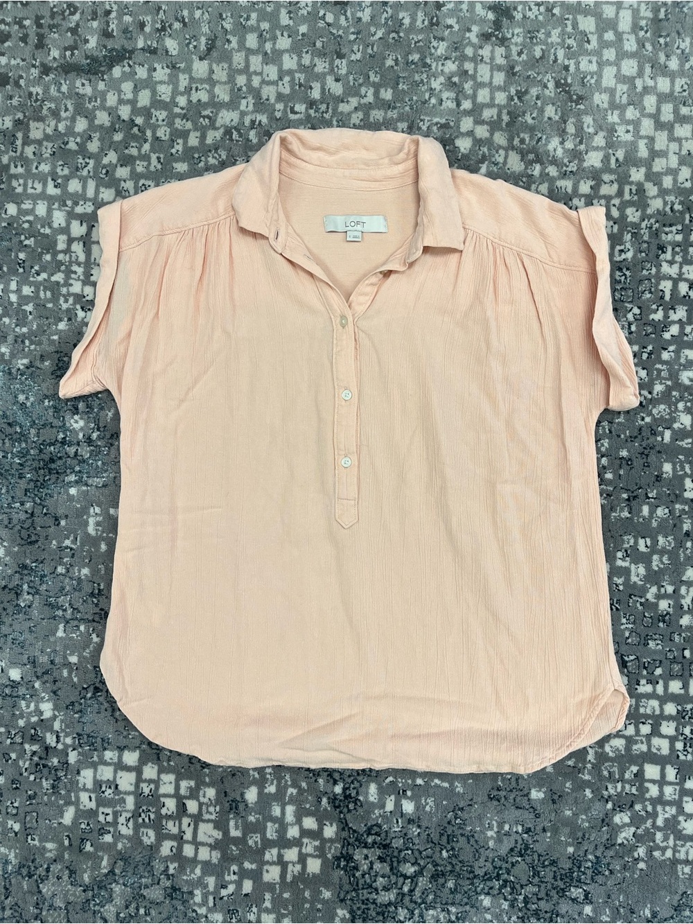LOFT Peach Short-Sleeve Button Blouse
